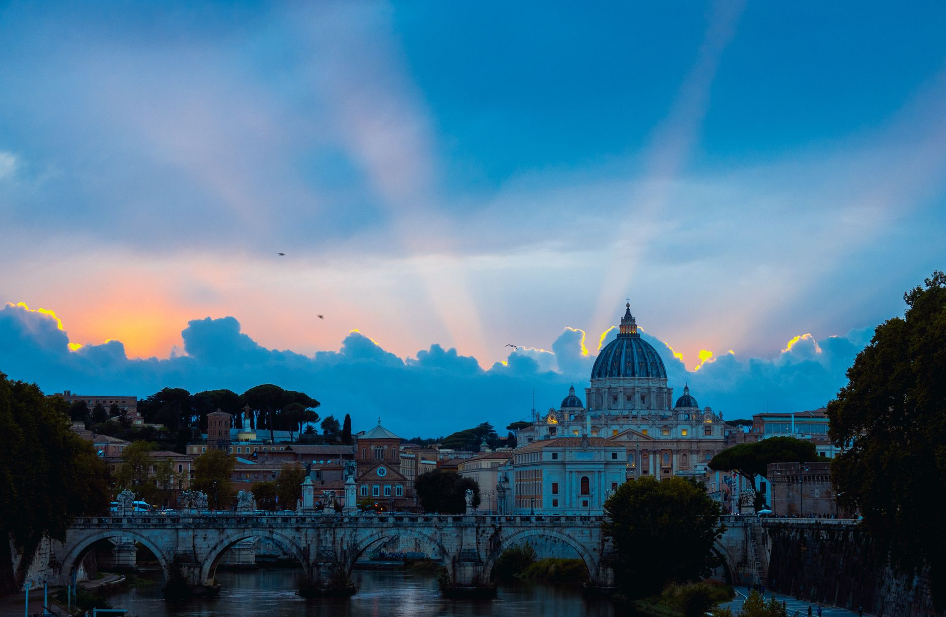 st peter s basilica in vatican with sunset clouds